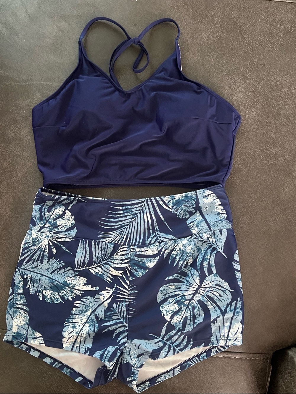 Navy Blue Floral Swimsuit